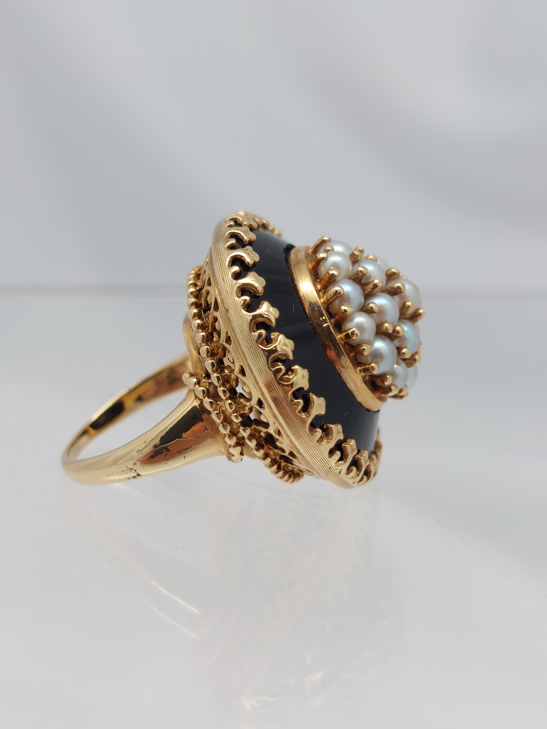 Victorian Onyx & Pearl 14KT Ring - Image 8