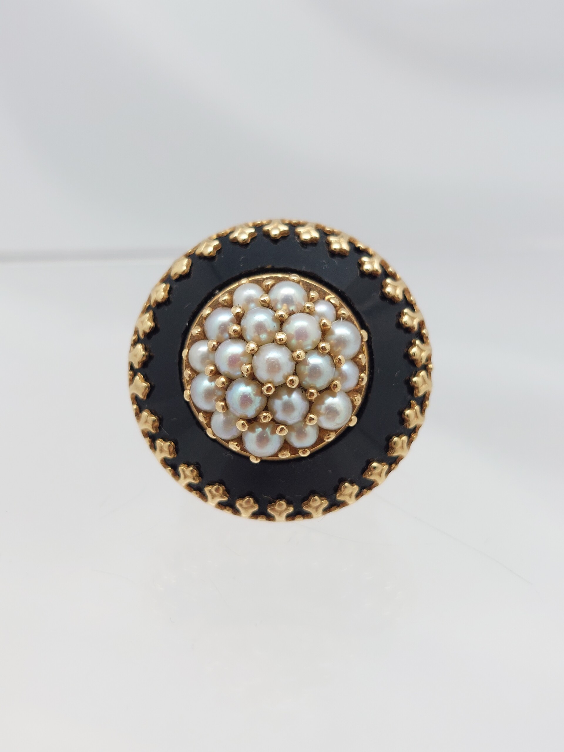 Victorian Onyx & Pearl 14KT Ring - Image 9
