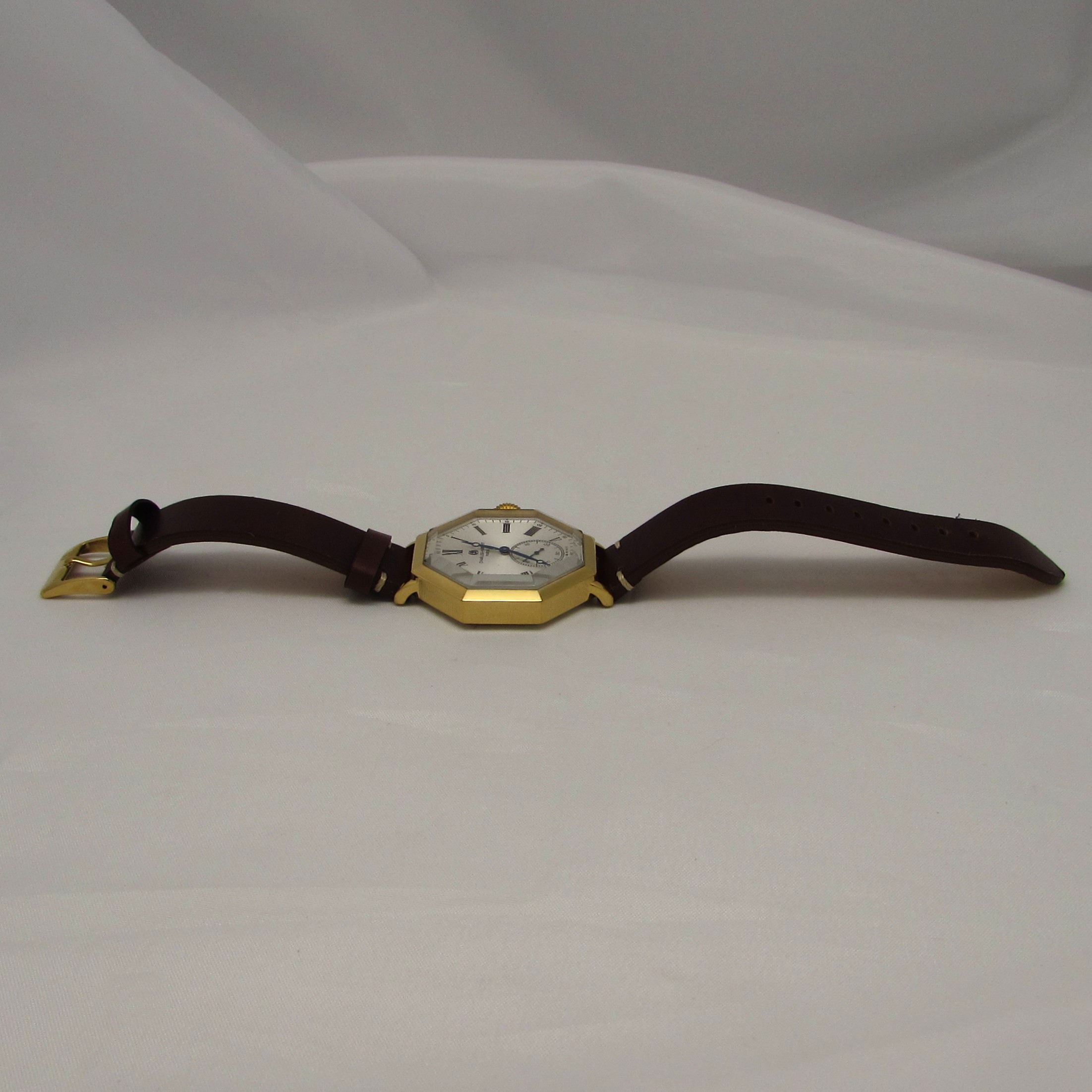 Gold Plated Octagonal Watch with Leather Band - Image 11