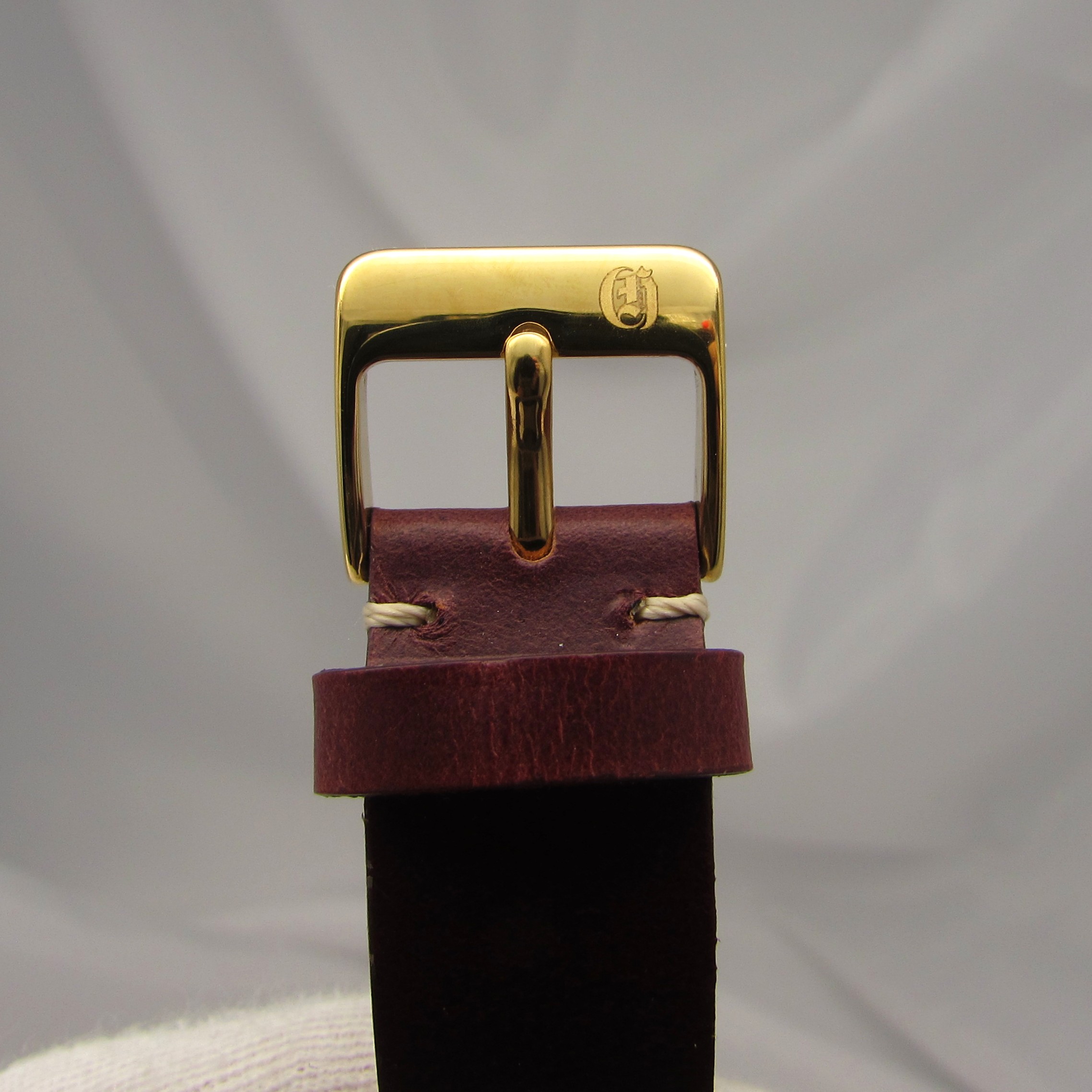 Gold Plated Octagonal Watch with Leather Band - Image 5
