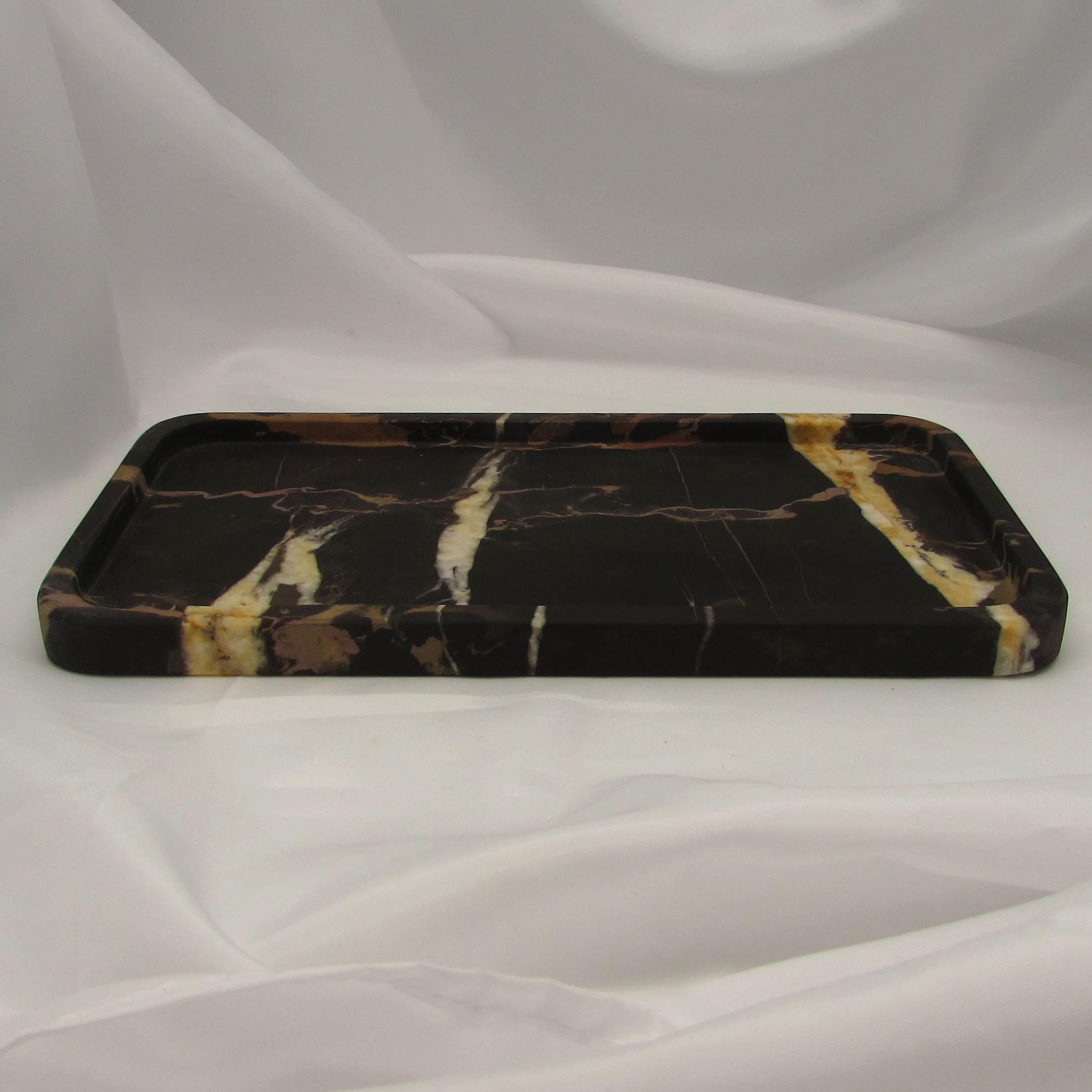 "Hermes" Style Black & Gold Marble Tray - Image 3