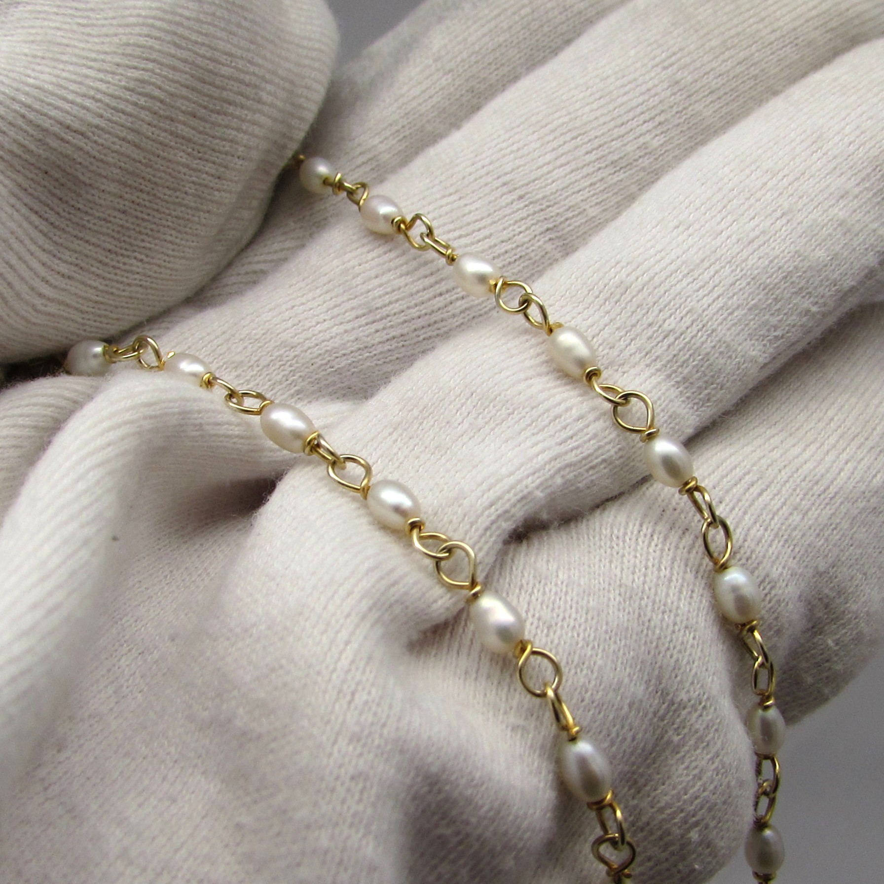 Sterling & Pearl Half Moon Pendant Necklace - Image 8
