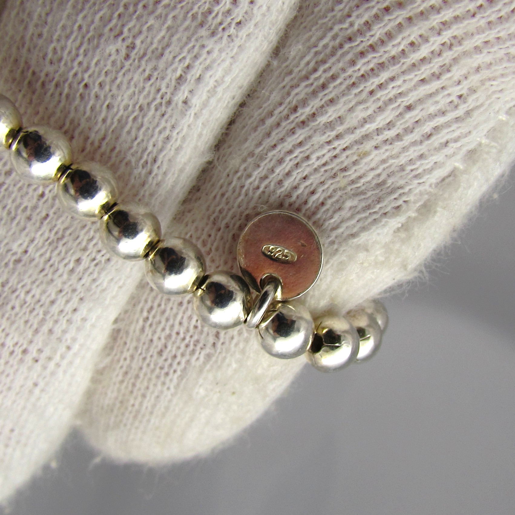 Sterling Bead Bracelet with Black & White Enamel - Image 6