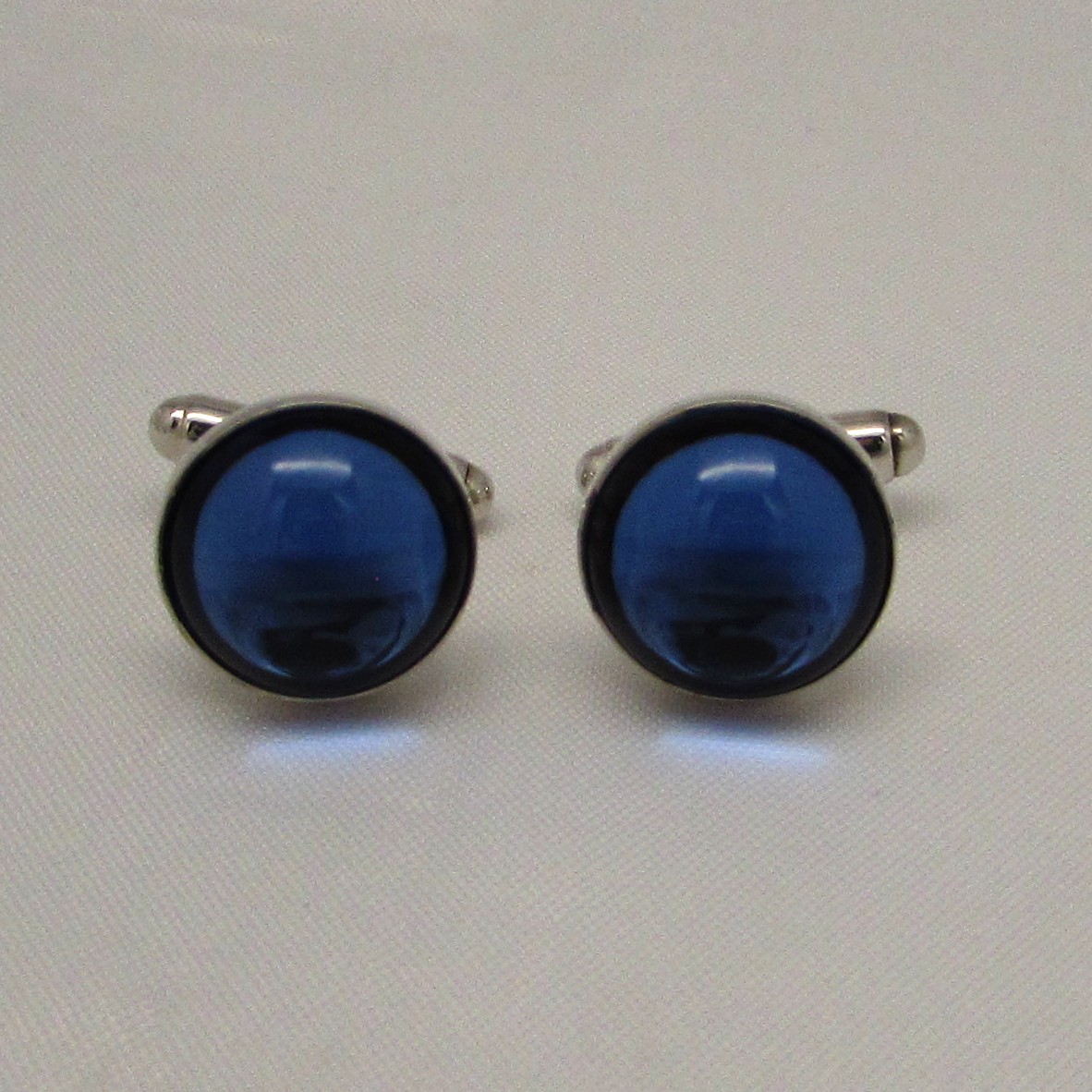 Lalique' Sterling & Blue Cabochon Cufflinks - Image 2