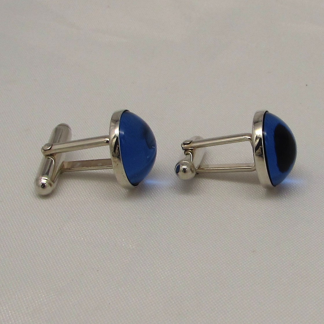 Lalique' Sterling & Blue Cabochon Cufflinks - Image 5