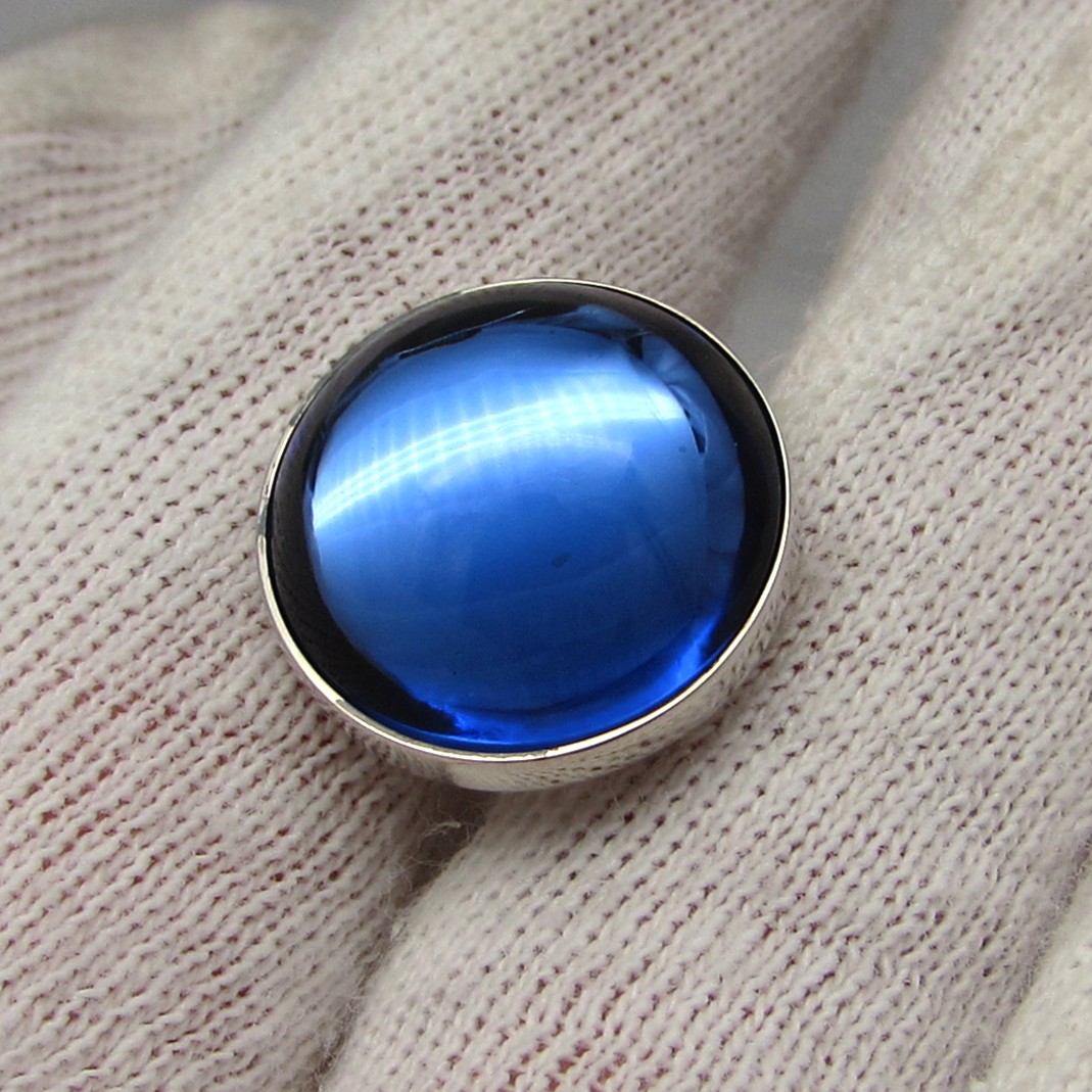 Lalique' Sterling & Blue Cabochon Cufflinks - Image 6
