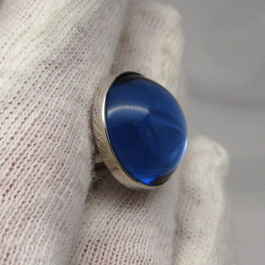 Lalique' Sterling & Blue Cabochon Cufflinks - Image 7