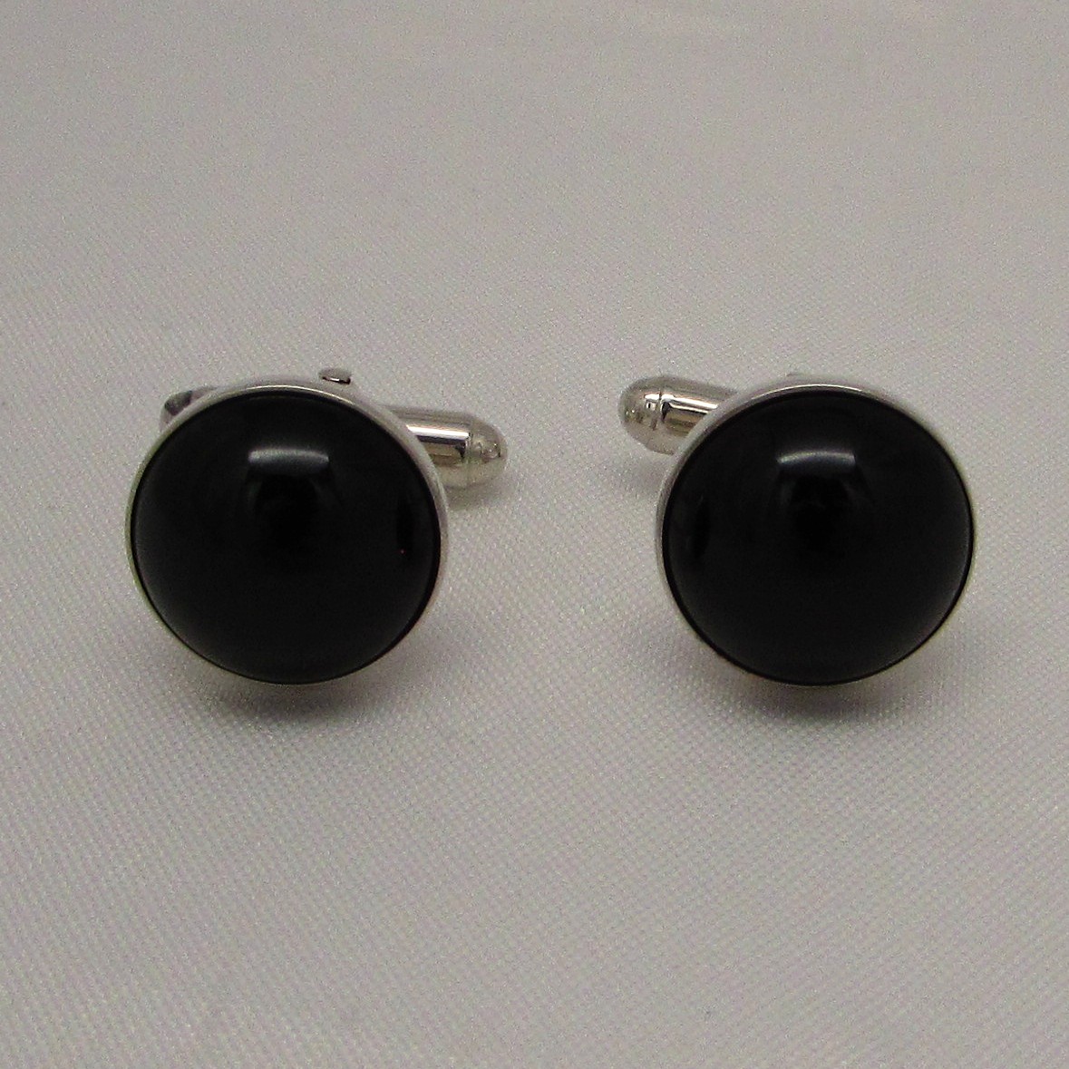 Lalique' Sterling & Black Cabochon Cufflinks - Image 2