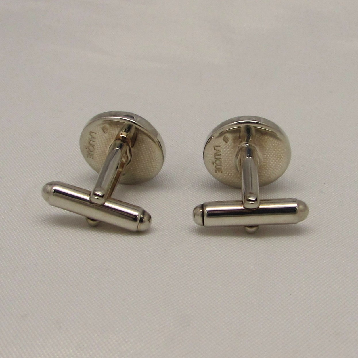 Lalique' Sterling & Black Cabochon Cufflinks - Image 4