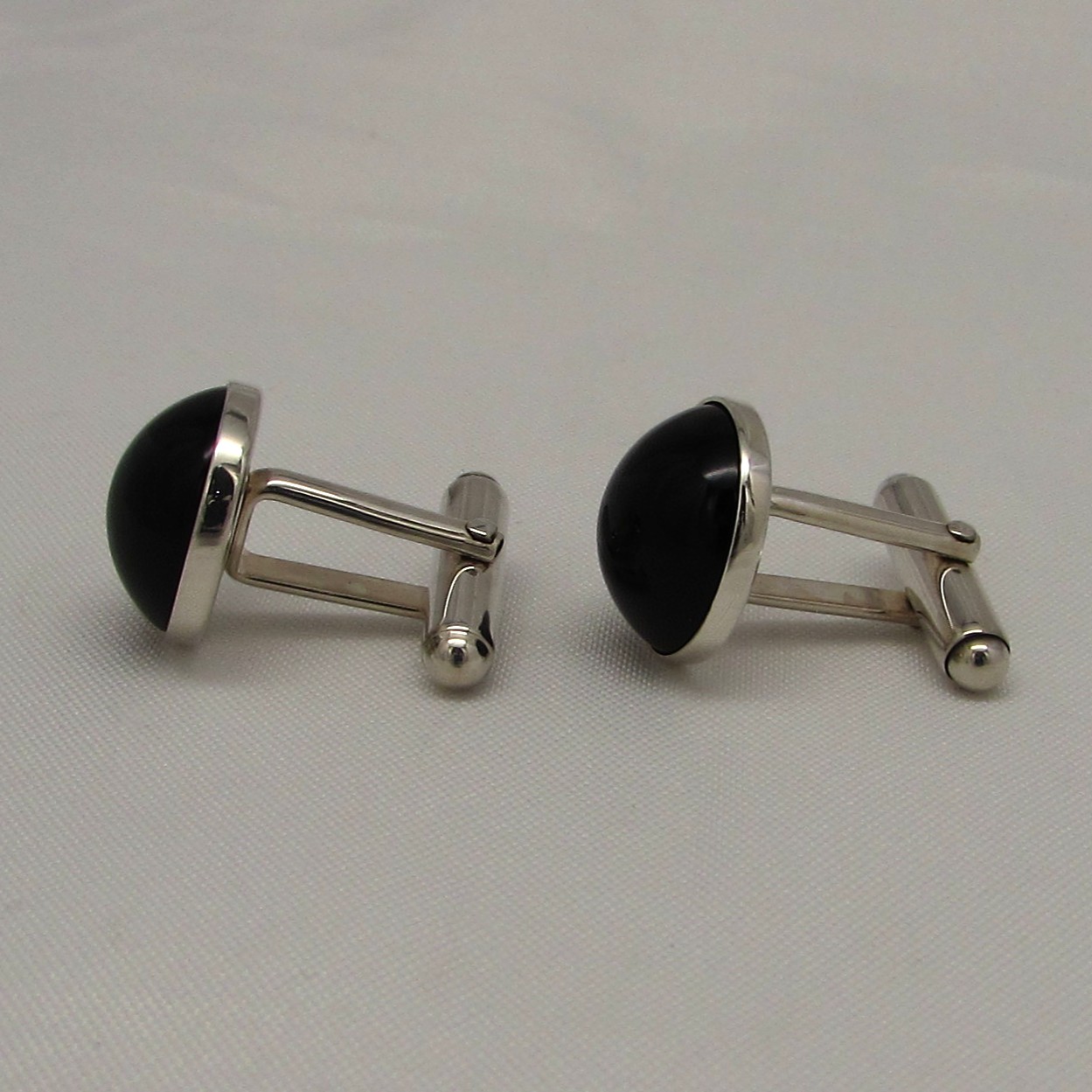 Lalique' Sterling & Black Cabochon Cufflinks - Image 5