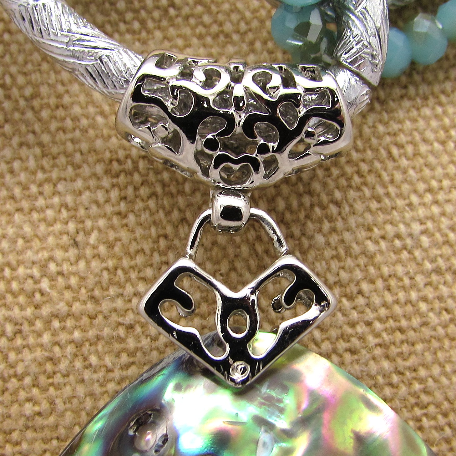 Freshwater Pearl, Abalone Shell & Crystal Necklace - Image 7