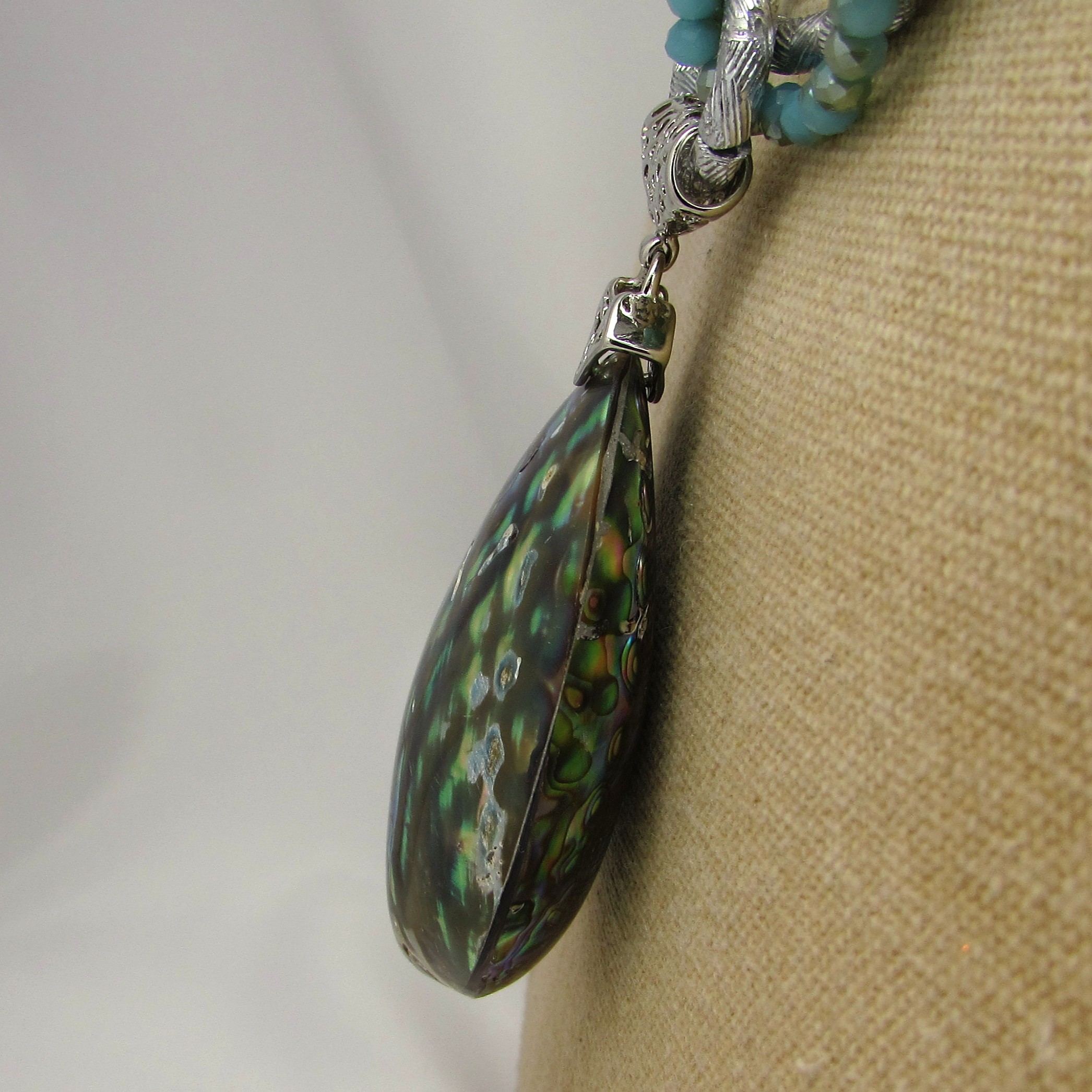 Freshwater Pearl, Abalone Shell & Crystal Necklace - Image 6