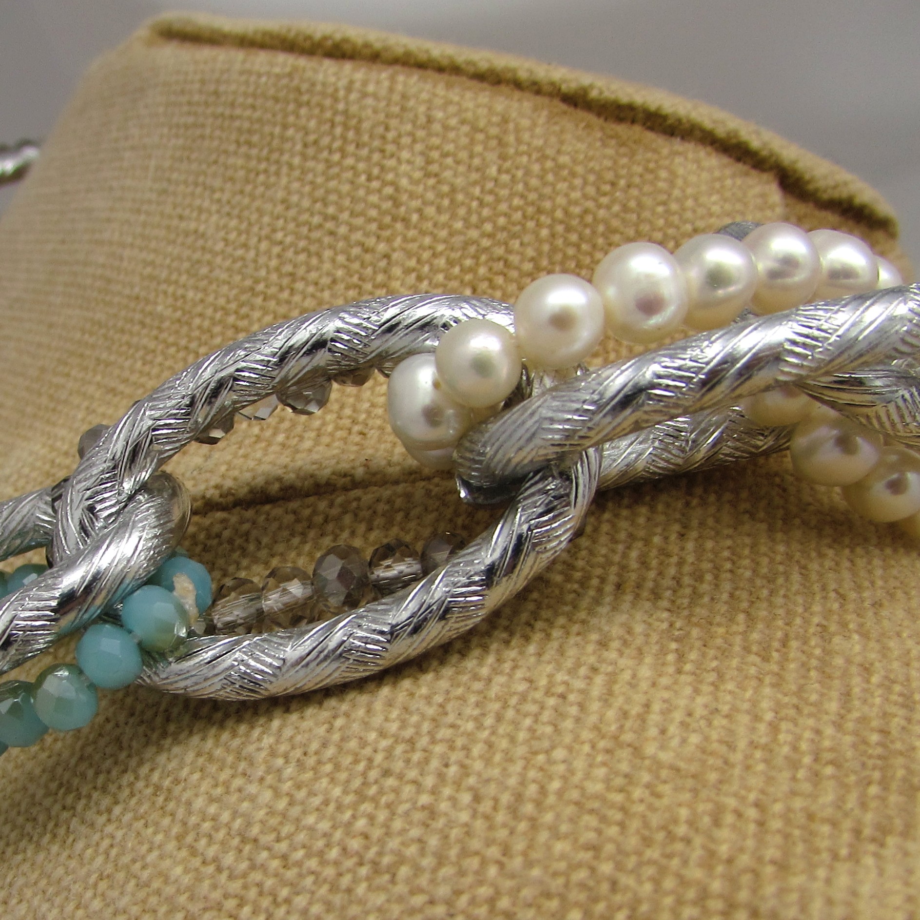 Freshwater Pearl, Abalone Shell & Crystal Necklace - Image 9