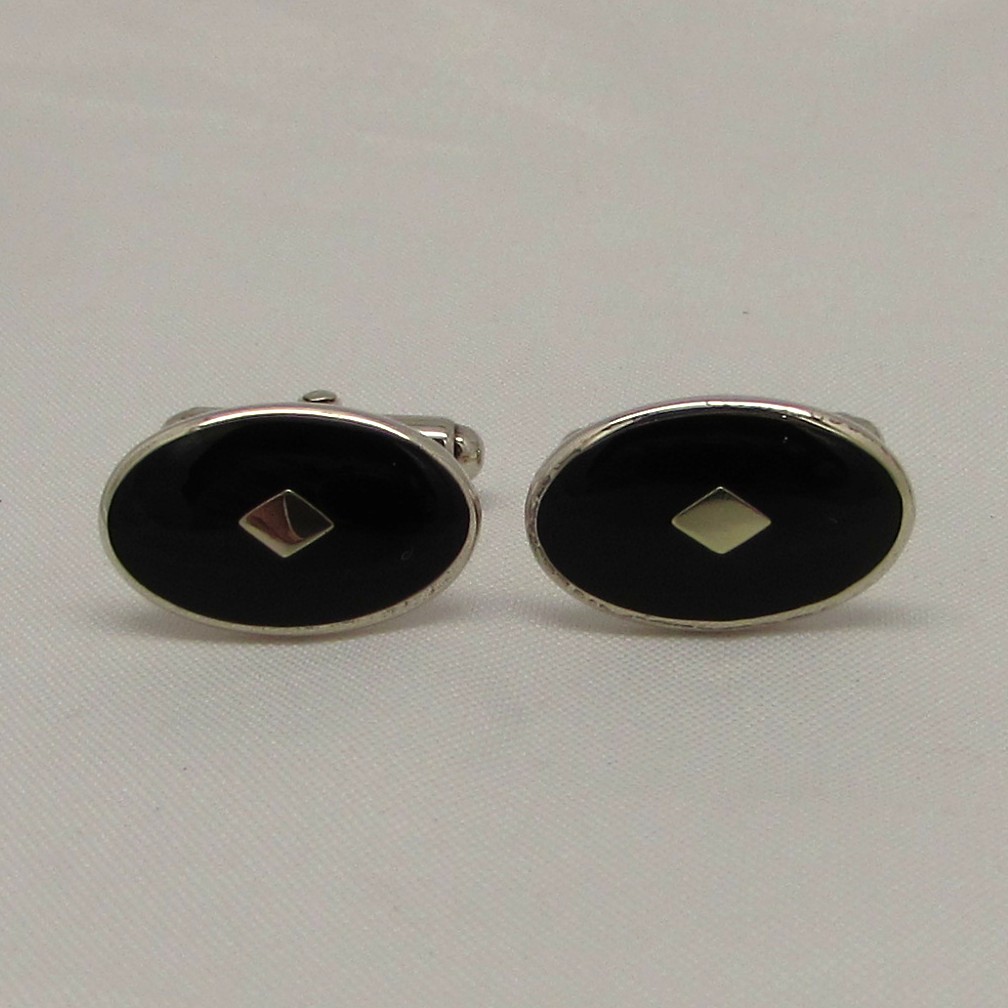 Sterling and Onyx Cufflinks - Image 2