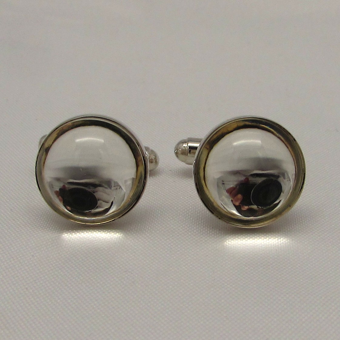 Lalique' Sterling & Clear Cabochon Cufflinks - Image 2