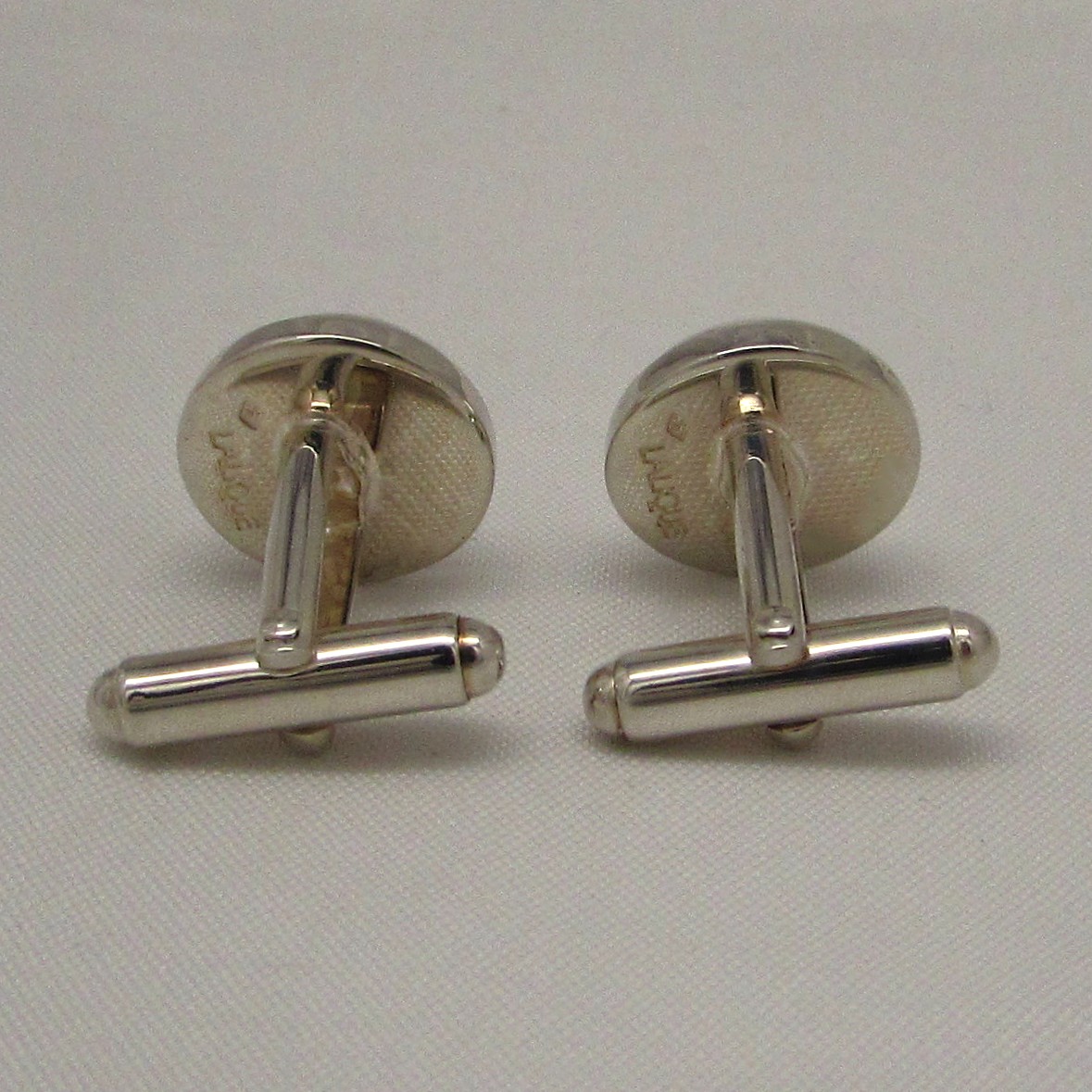 Lalique' Sterling & Clear Cabochon Cufflinks - Image 4