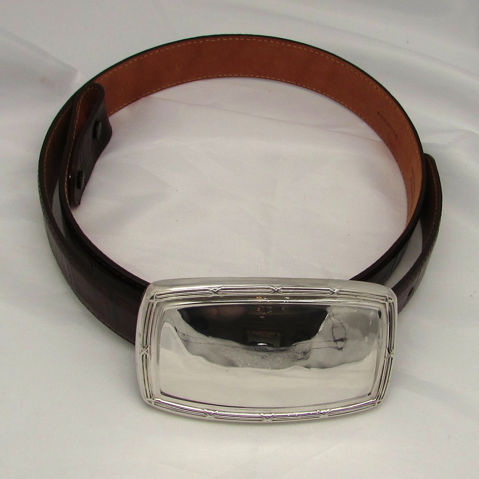 Sterling Belt Buckle with 36" Leather Belt - Image 2