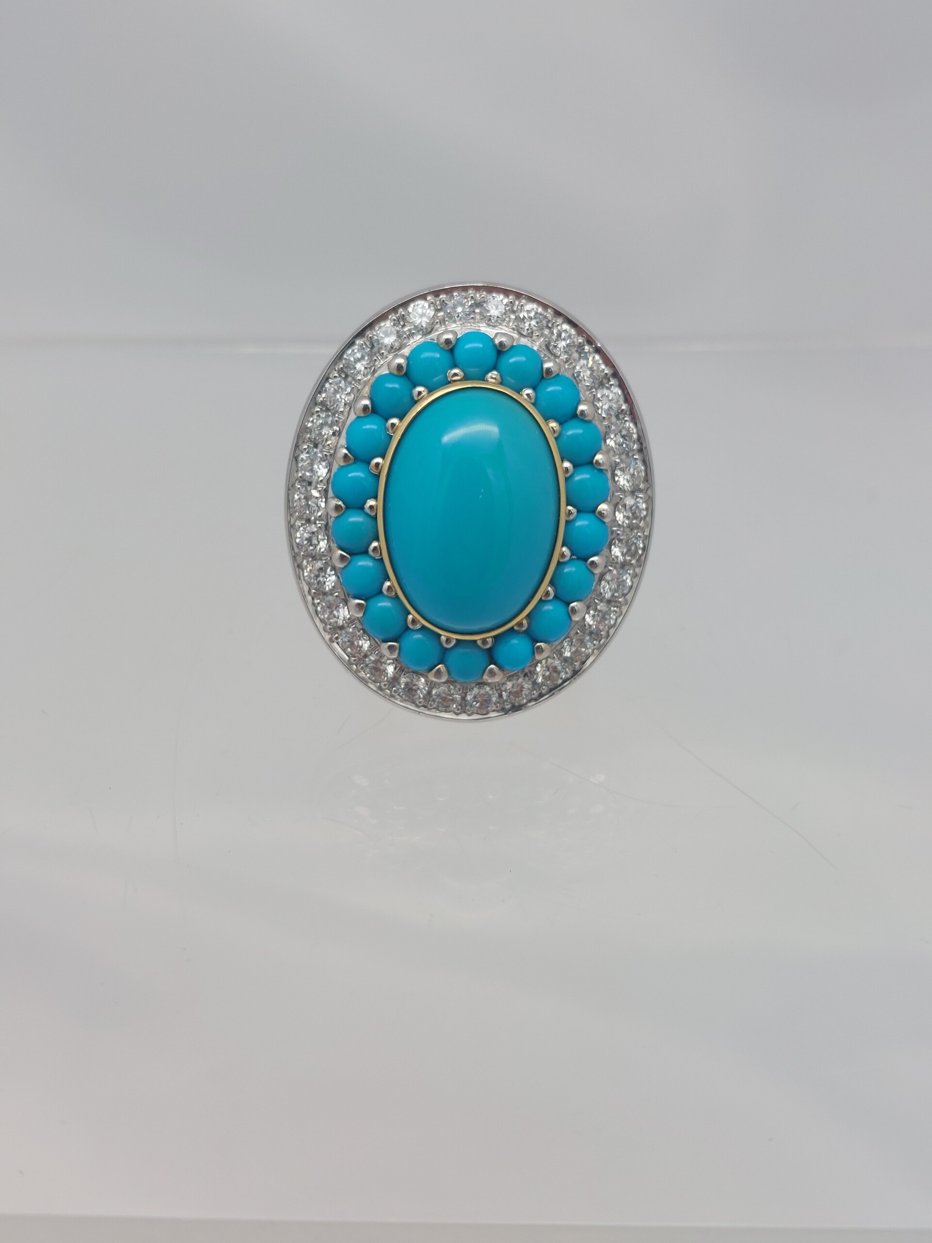 Epic Persian Turquoise & Diamond Cocktail 18KT Ring - Image 4