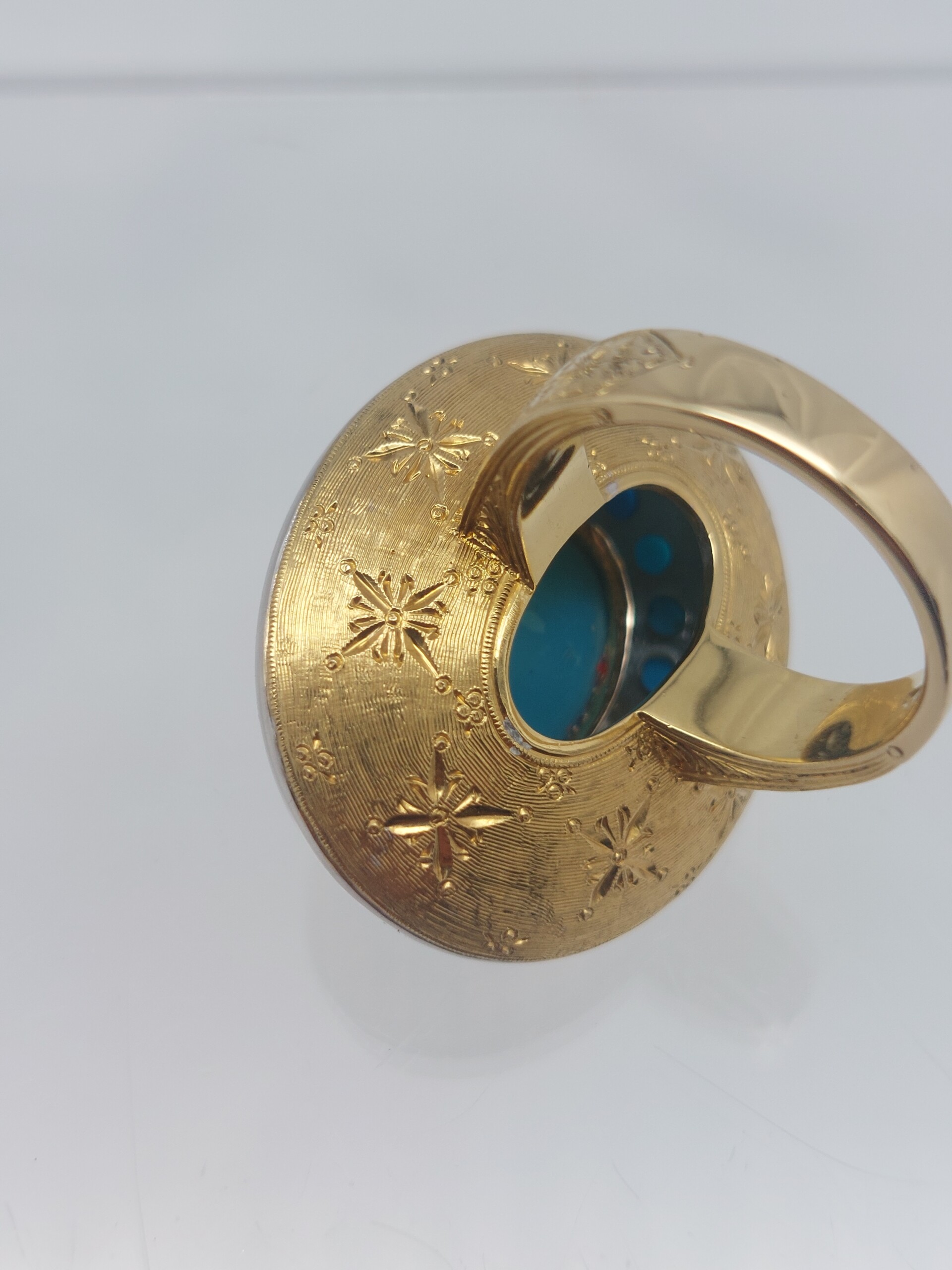 Epic Persian Turquoise & Diamond Cocktail 18KT Ring - Image 7