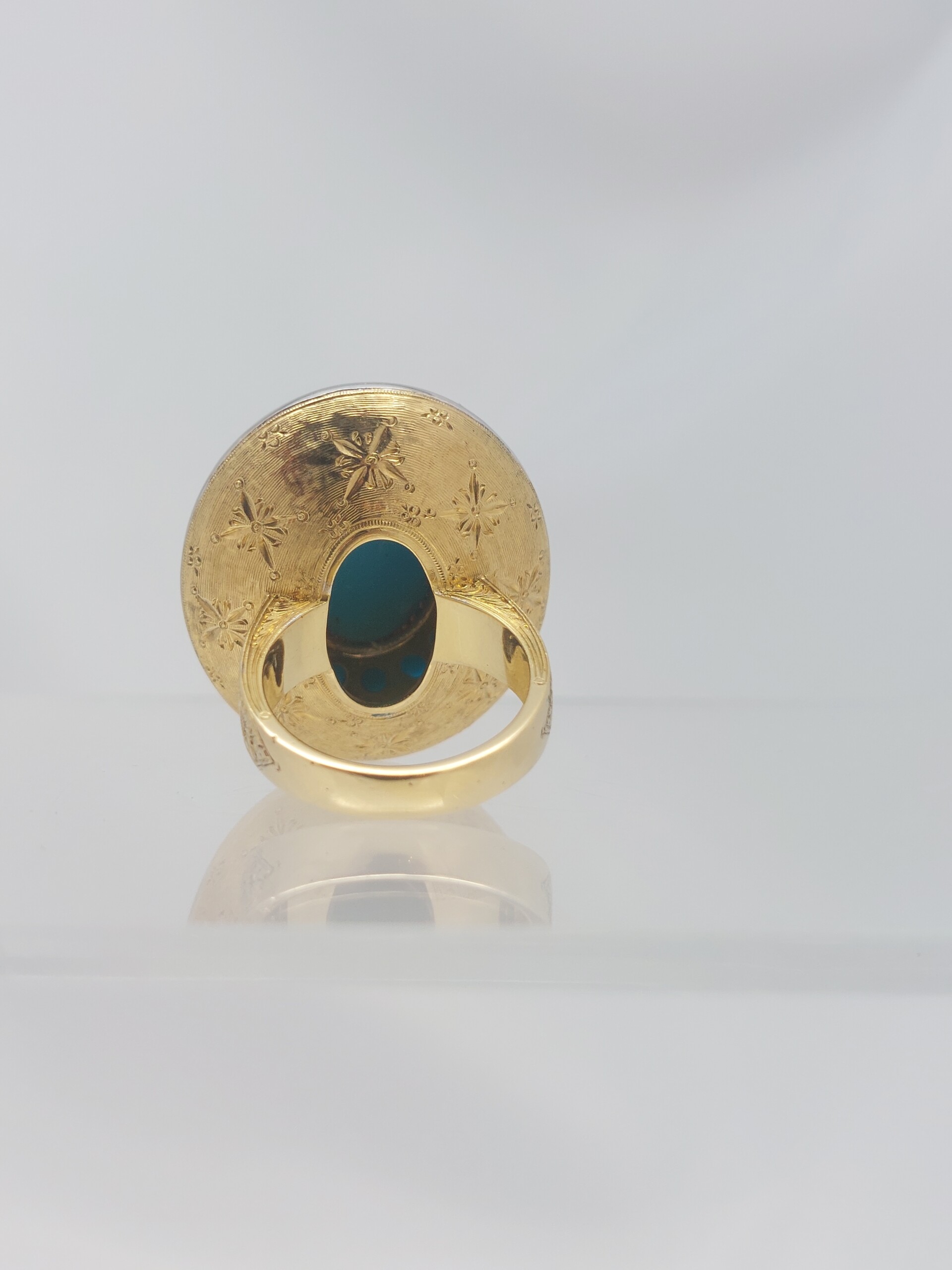 Epic Persian Turquoise & Diamond Cocktail 18KT Ring - Image 5