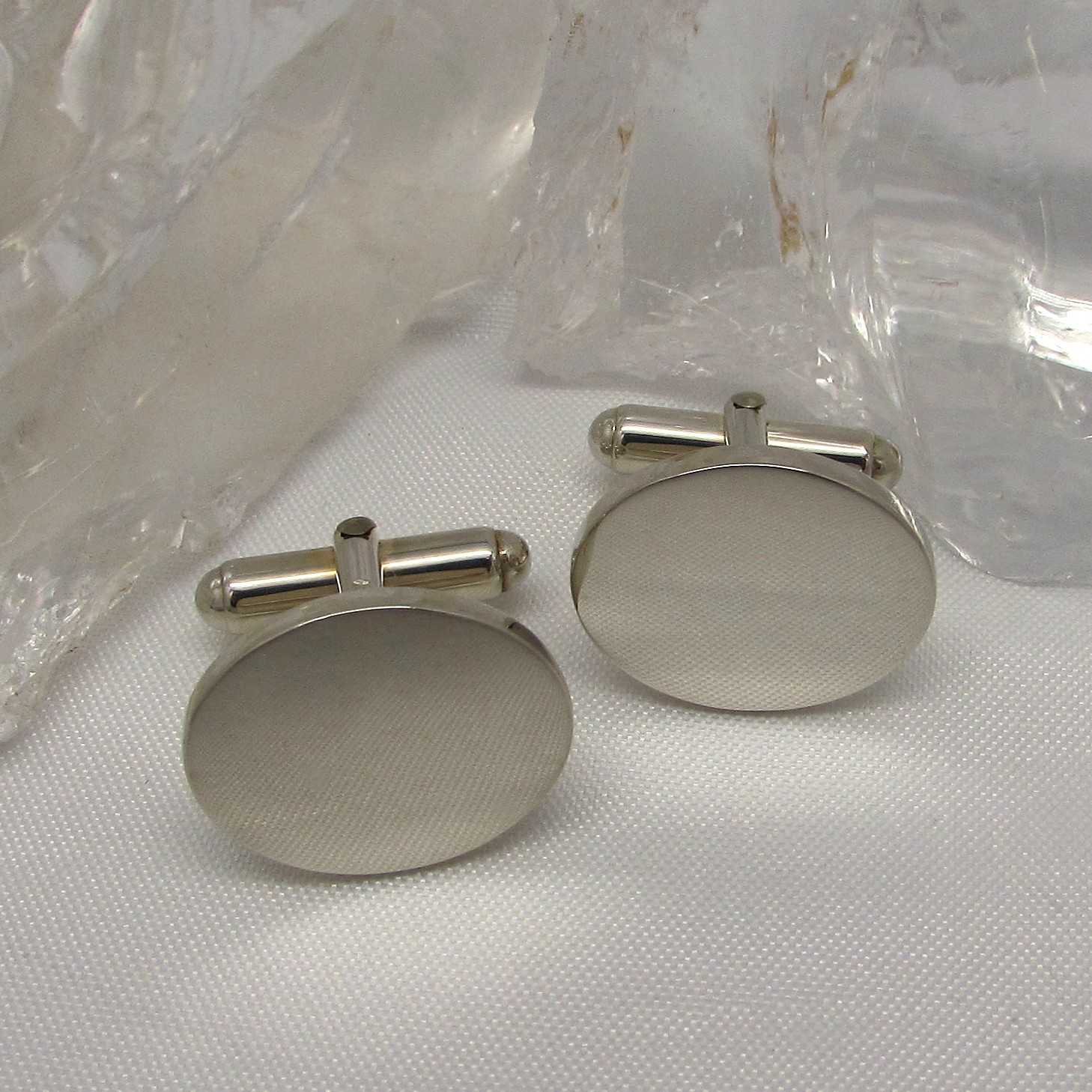 Sterling Oval Plain Cufflinks
