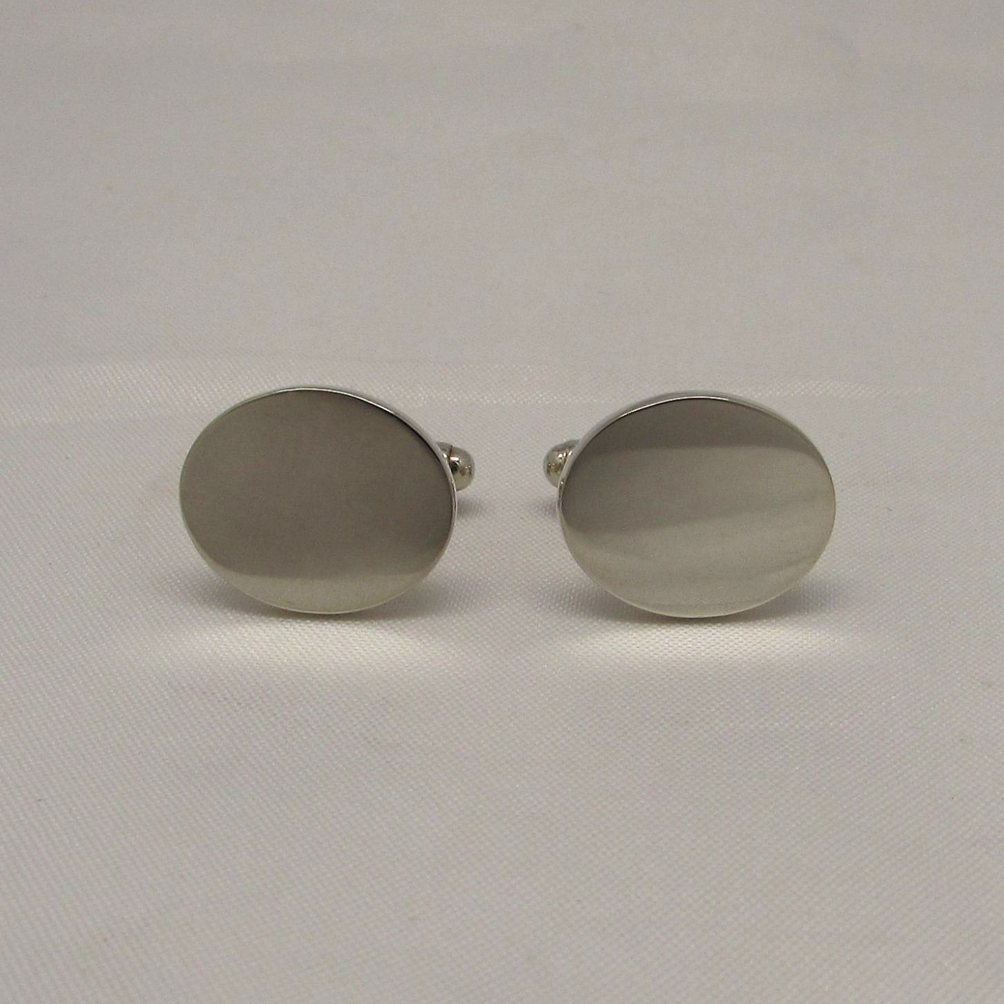 Sterling Oval Plain Cufflinks - Image 5
