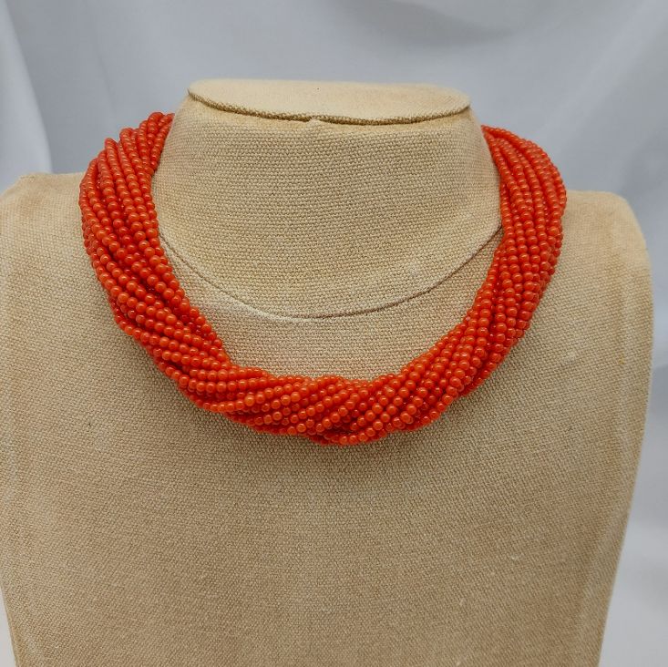 Mediterranean Coral 17 strand Necklace with 18KT Clasp - Image 2