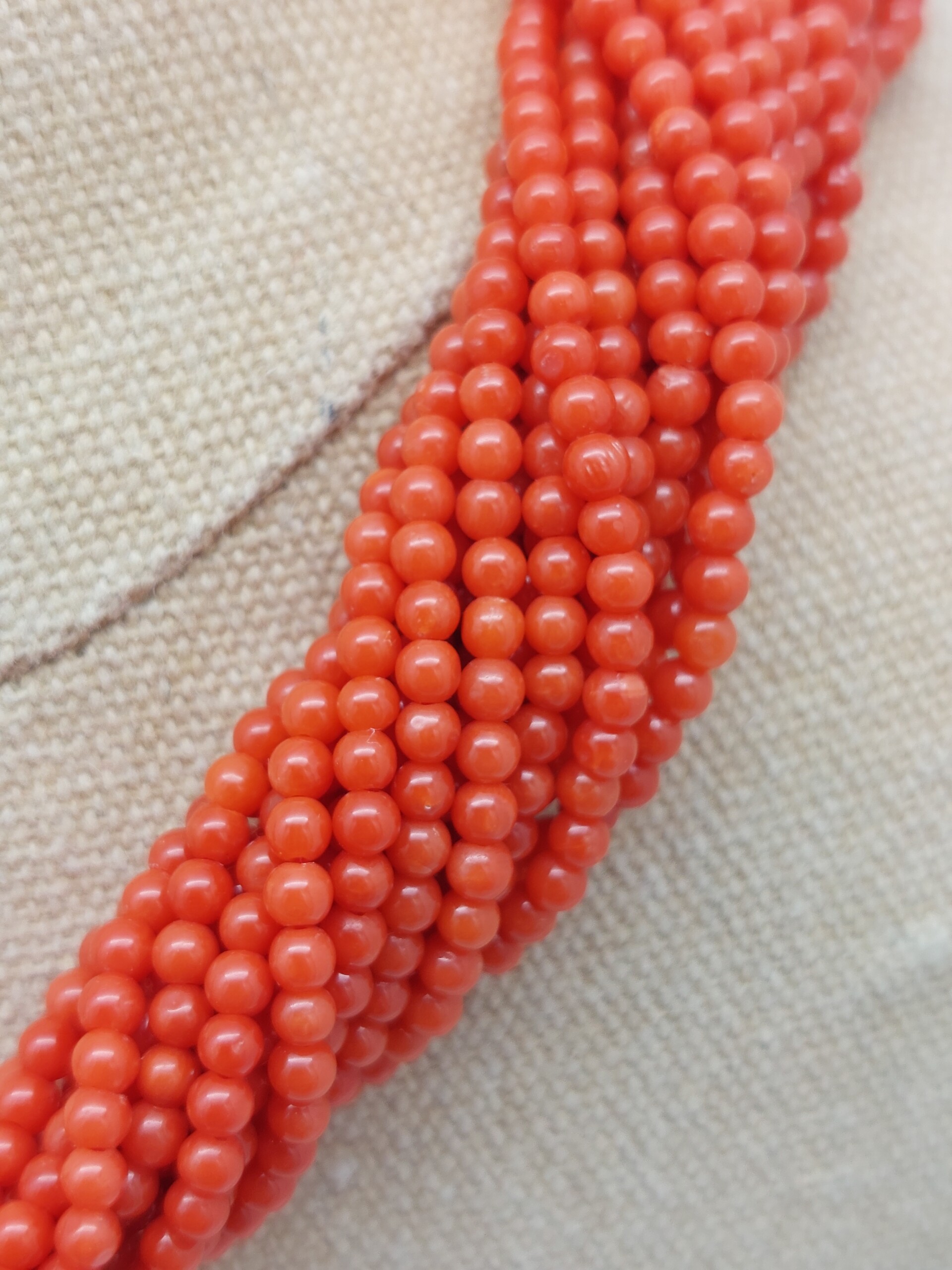 Mediterranean Coral 17 strand Necklace with 18KT Clasp - Image 6