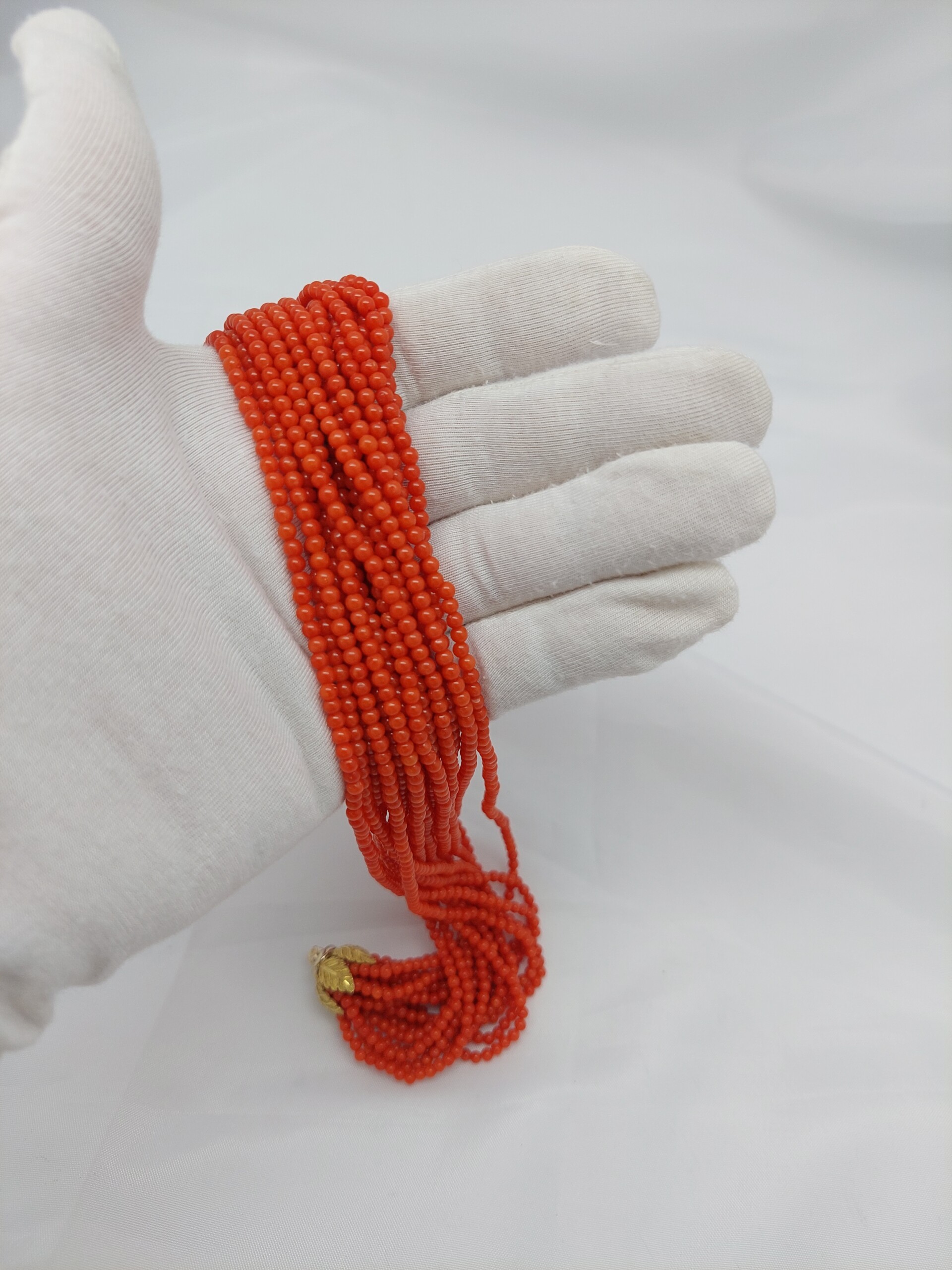 Mediterranean Coral 17 strand Necklace with 18KT Clasp - Image 11