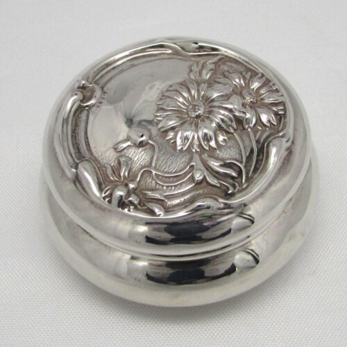 Sterling Lidded Rouge Pot with Gold Wash