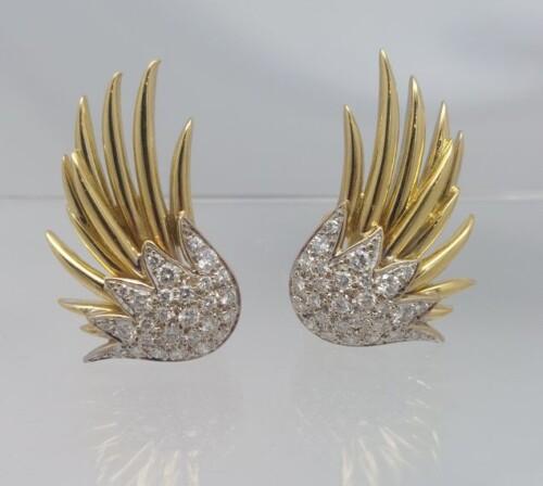 18KT yellow gold diamond flame earrings