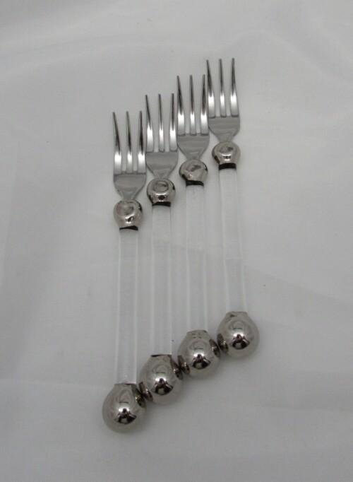 platinum cocktail forks with blown glass handles