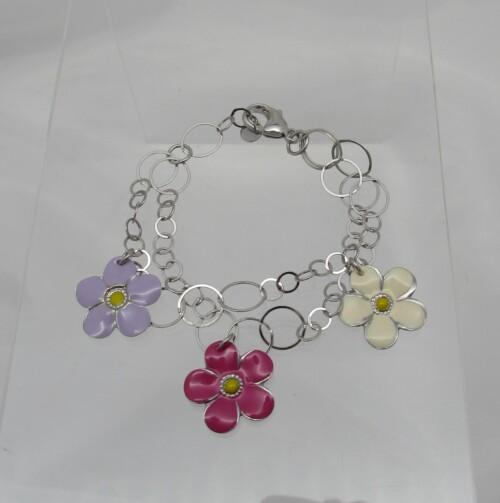 sterling silver enamel flower bracelet (1)