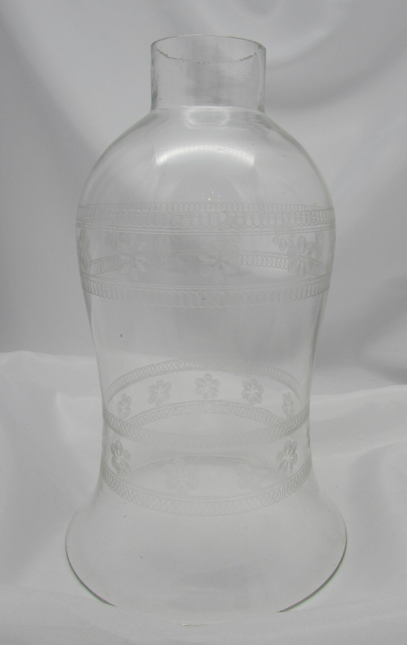 Antique Etched Glass Hurricane