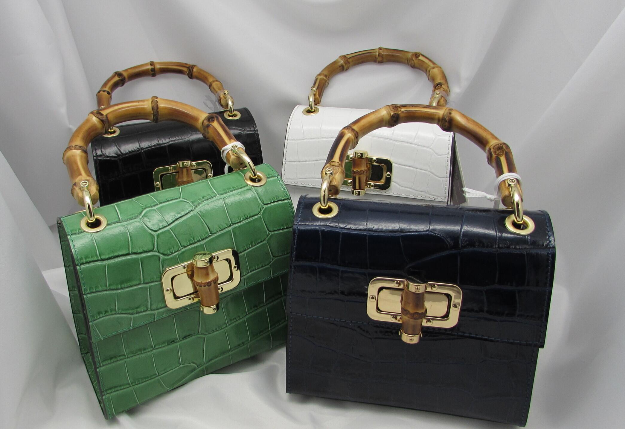 Leather Bamboo Handle Bag