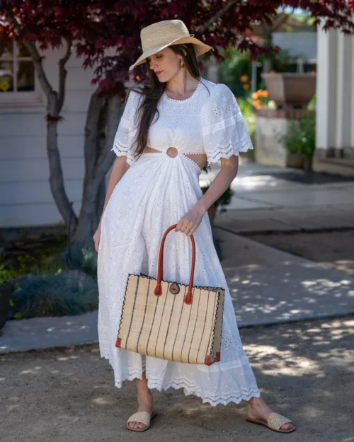 Shebobo Pinstripe Straw Bag